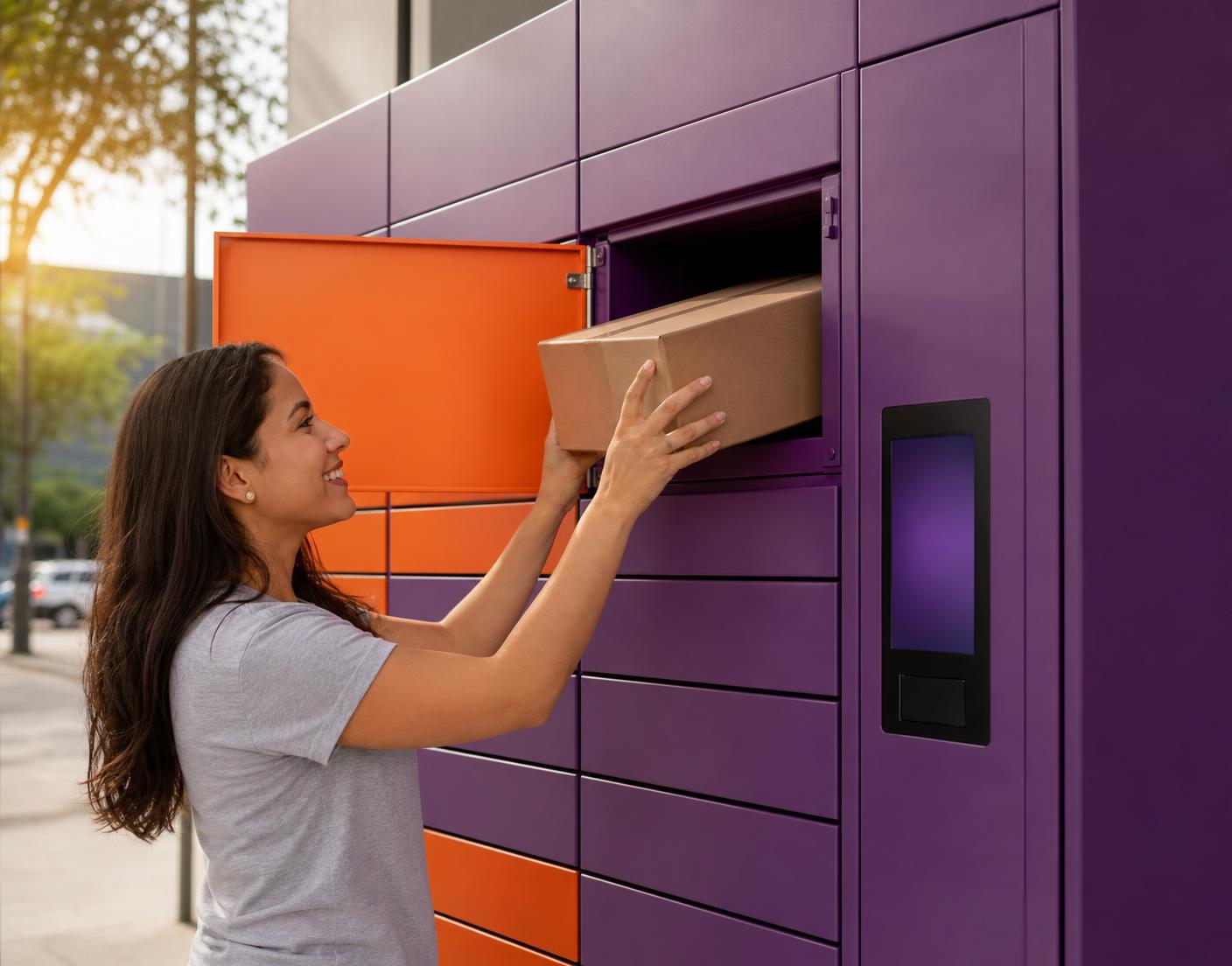Cliente depositando uma encomenda em um Locker PostWall